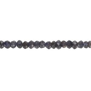 Iolite 1pkg1, hand-cut faceted rondelle bead 12 inch 3x1mm-5x3mm