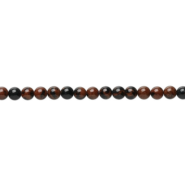 Bead, mahogany obsidian (natural), 3mm round, B grade, Mohs hardness 5 to 5-1/2. Sold per 15-1/2" to 16" strand. image number 0