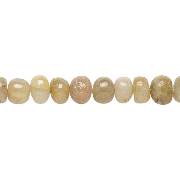 Bead, honey sapphire (natural), 6x4mm-7x5mm hand-cut rondelle, C grade, Mohs hardness 9. Sold per 14-inch strand, approximately 75 beads. image number 0