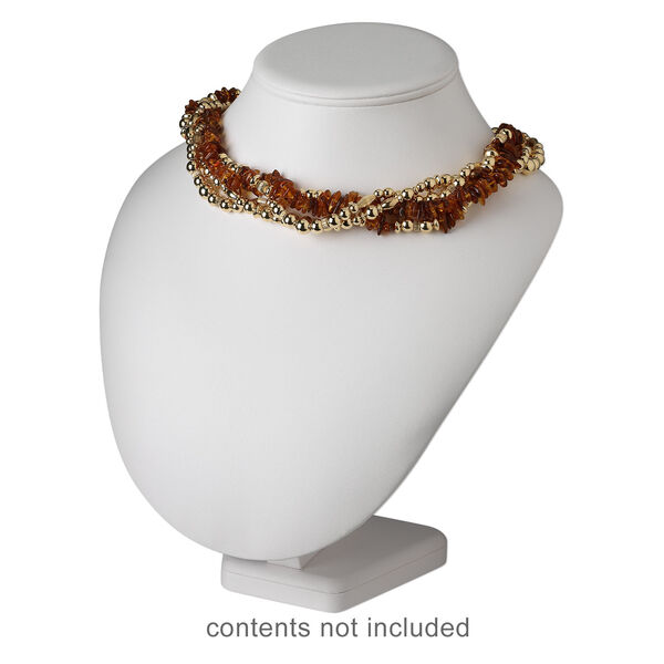 Display, necklace, leatherette, white, 10 x 9-1/2 x 6-3/4 inches. Sold individually. image number 2