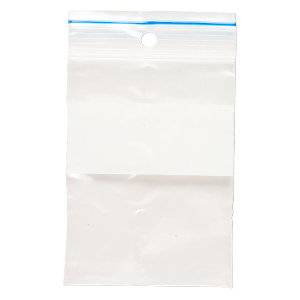 Bag, Tite-Lip™, plastic, blue and clear, 3-1/2x2-1/4" top zip. Sold per pkg of 100. image number 1
