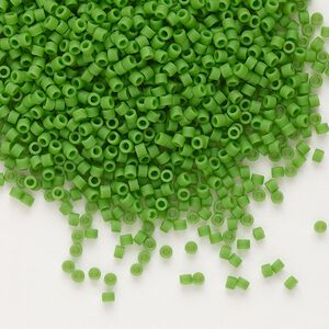 Seed bead, Delica®, glass, pkg/7.5g, #11 round, opaque matte green (DB-0754).