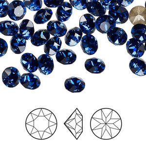 Chaton 12pk dark sapphire foil back, Crystal Passions® Regenerated 6.14-6.32mm round SS29 1088