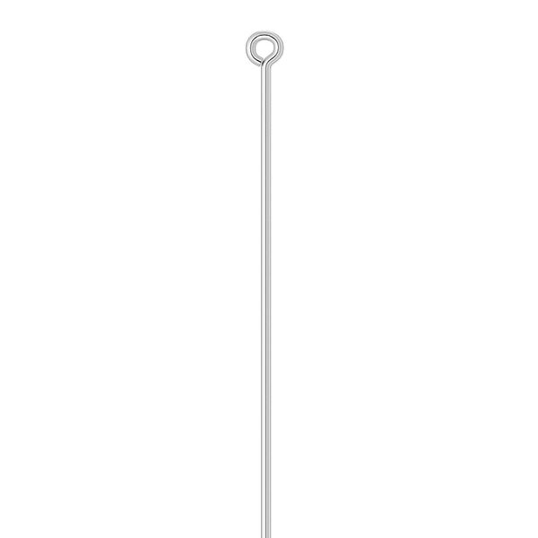 Eye pin, silver-plated brass, 2 inches, 21 gauge. Sold per pkg of 100. image number 0