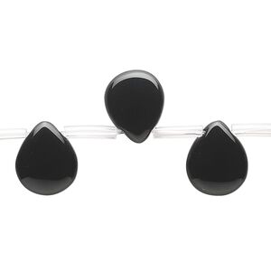 Black onyx 1pkg16, top-drilled teardrop bead 12mm