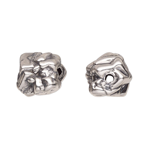 Bead, JBB Findings, antiqued sterling silver, electroformed, 16x13mm nugget. Sold individually. image number 0