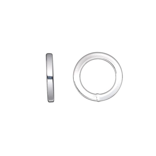 Jump ring, sterling silver, 14mm soldered round square wire, 9.8mm inside diameter, 13 gauge. Sold per pkg of 2. image number 0