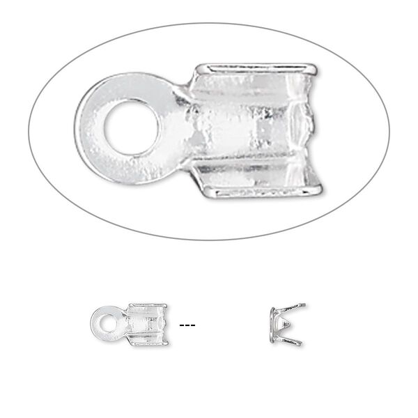 Cord end, fold-over, sterling silver, 7.5x3.5mm unsoldered rectangle, 1.5mm inside diameter. Sold per pkg of 6. image number 0