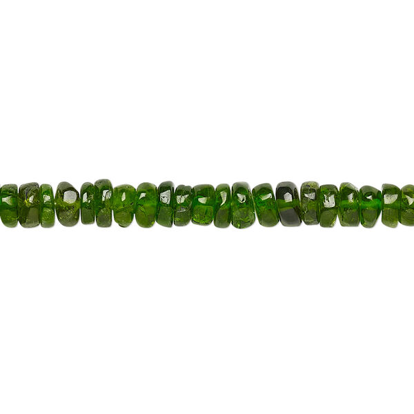 Bead, chrome diopside (natural), 3x1mm-4x2mm hand-cut rondelle, B grade, Mohs hardness 5-1/2 to 6. Sold per 8-inch strand, approximately 100-150 beads. image number 0
