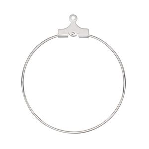 Beading hoop, stainless steel, 30mm round with loop. Sold per pkg of 10.