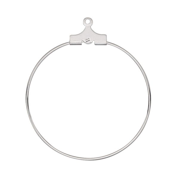 Beading hoop, stainless steel, 30mm round with loop. Sold per pkg of 10. image number 0