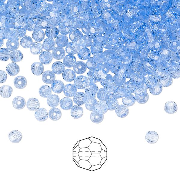 Bead 24pk light sapphire, Preciosa Czech crystal 3mm round image number 0