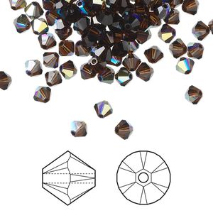 Bead 144pk mocca AB, Crystal Passions® 4mm bicone 5328