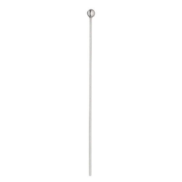 Head pin, Argentium® silver, 1-1/2 inch with 2mm ball, 24 gauge. Sold per pkg of 2. image number 0