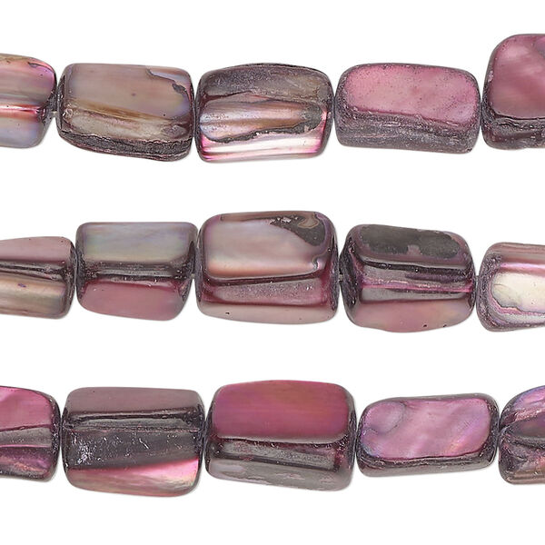Bead, mother-of-pearl shell (dyed), magenta, medium to large chip and 10x7-11x8mm stick, Mohs hardness 3-1/2. Sold per pkg of (3) 15-inch strands. image number 0