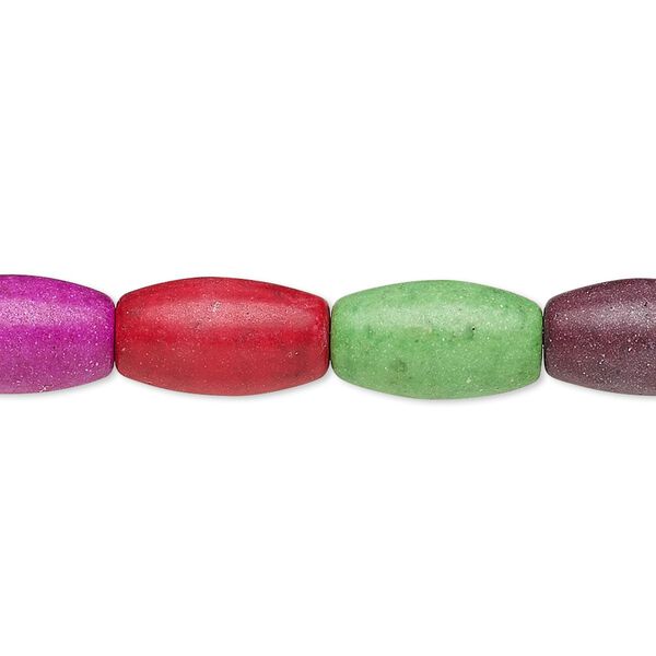 Bead, "howlite" (imitation) resin. mixed colors, 14x7mm-15x9mm oval. Sold per 15-inch strand. image number 0