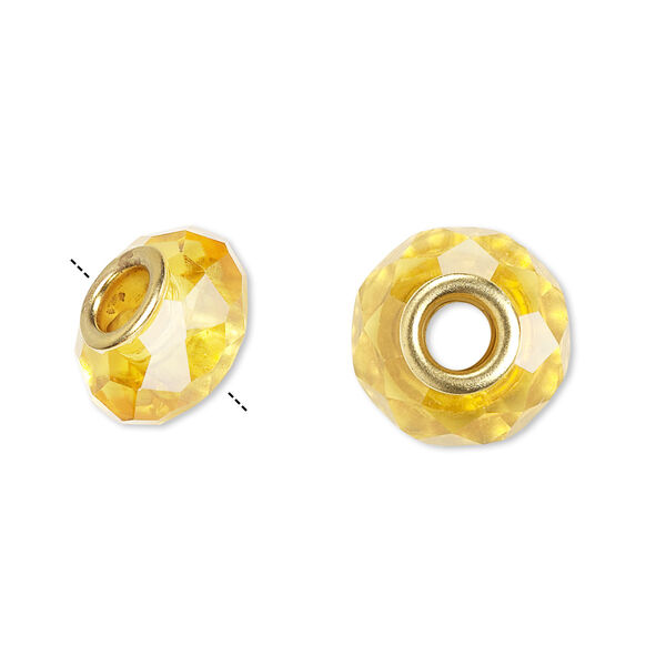 Bead 10pk 32 facets gold finish gold, Celestial Crystal® Dione® 14x9mm rondelle image number 0
