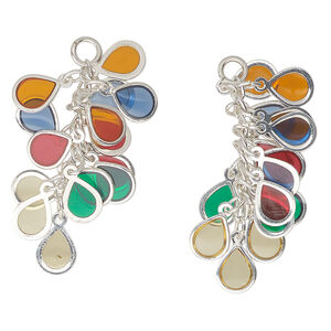 Focal 1pkg2, steel and epoxy, multicolored, 32x16mm teardrop cluster.