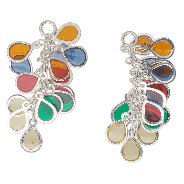 Focal 1pkg2, steel and epoxy, multicolored, 32x16mm teardrop cluster. image number 0