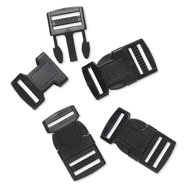 Clasp, buckle, plastic, black, 49x26mm with 20x2.5mm hole. Sold per pkg of 4. image number 0