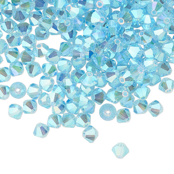 Bead 720pk aquamarine AB 2X, Preciosa Czech crystal 4mm bicone image number 0