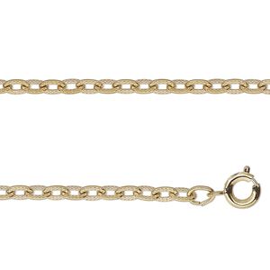 Chain, gold-finished steel, 3mm ribbed cable, 18 inches with springring clasp. Sold individually.