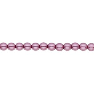 Bead, Czech pearl-coated glass druk, opaque lilac, 4mm round. Sold per 15-1/2" to 16" strand.