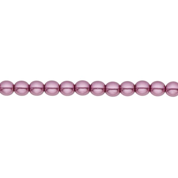 Bead, Czech pearl-coated glass druk, opaque lilac, 4mm round. Sold per 15-1/2" to 16" strand. image number 0