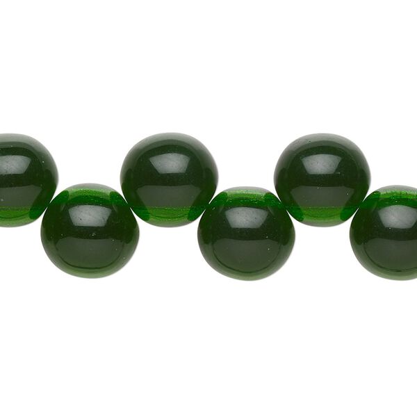 Bead, Preciosa, Czech pressed glass druk, transparent emerald green, 10mm top-drilled round. Sold per pkg of 10. image number 0