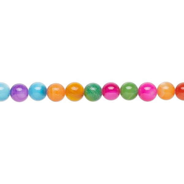 Bead, freshwater pearl shell (dyed), mixed colors, 4mm round, Mohs hardness 3-1/2. Sold per 15-1/2" to 16" strand. image number 0