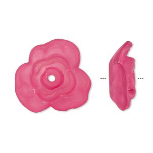 Component, acrylic, frosted fuchsia, 21x8mm flower. Sold per pkg of 50.