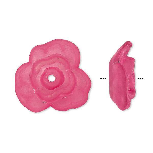 Component, acrylic, frosted fuchsia, 21x8mm flower. Sold per pkg of 50. image number 0