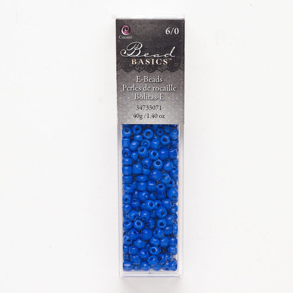 Glass pkg/1pkg1, #6 round seed bead, opaque blue image number 0