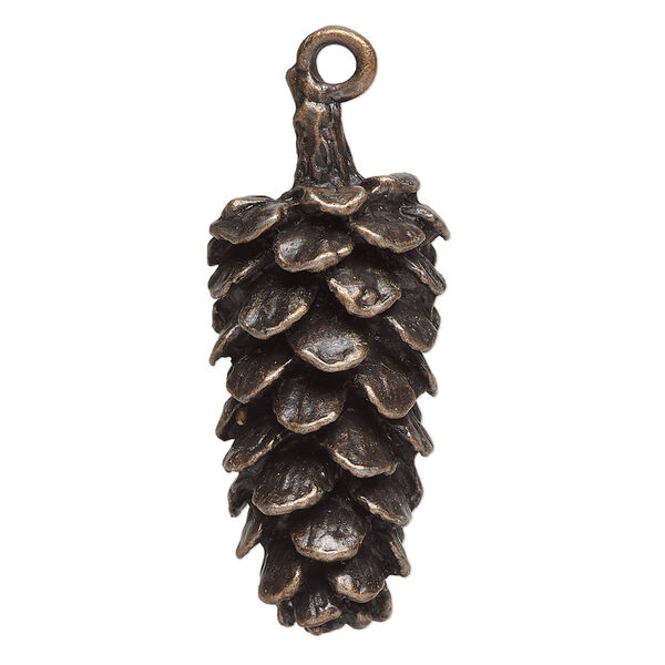 Focal, antique copper-finished "pewter" (zinc-based alloy), 37x16mm pinecone. Sold Individually. image number 0