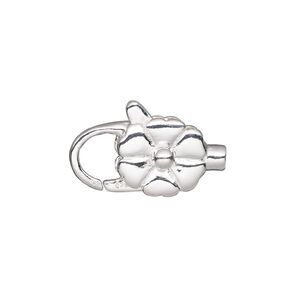 Clasp lobster claw 1pkg1 sterling silver, 17mm double-sided / fits 2mm cord, 1-strand