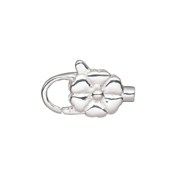 Clasp lobster claw 1pkg1 sterling silver, 17mm double-sided / fits 2mm cord, 1-strand image number 0