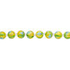 Bead, glass 1pkg8, multicolored, 14mm round with hand-painted leaf and flower. image number 1