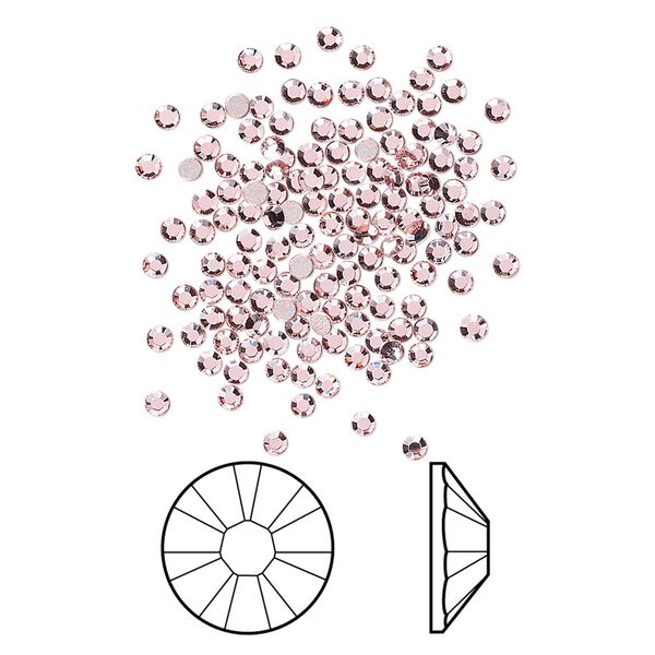 Flat back 1440pk vintage rose foil back, Swarovski® 1.7-1.9mm rose round SS5 2058 image number 0