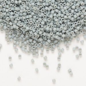 Seed bead, Delica®, glass, pkg/250g, #11 round, opaque matte glazed shark fin (DB-2281).