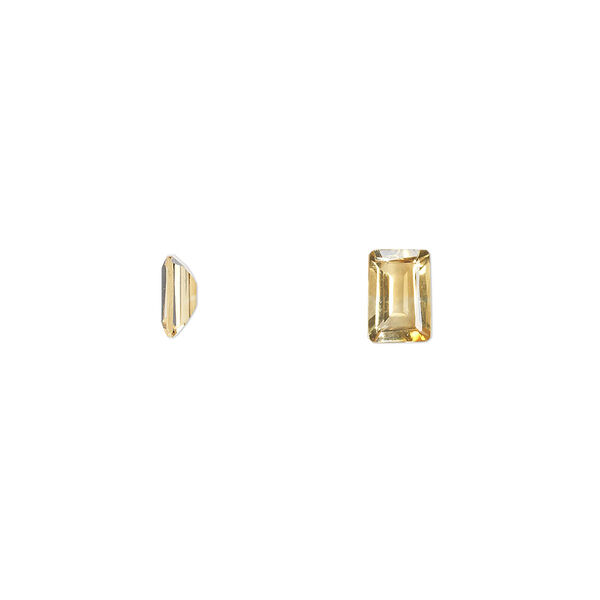 Gem, citrine (heated), 6x4mm faceted emerald-cut, A grade, Mohs hardness 7. Sold individually. image number 0