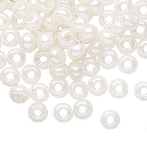 Seed bead, Preciosa Ornela Czech glass, pkg/50g, #2 rocaille, opaque pearl luster white, (47102).
