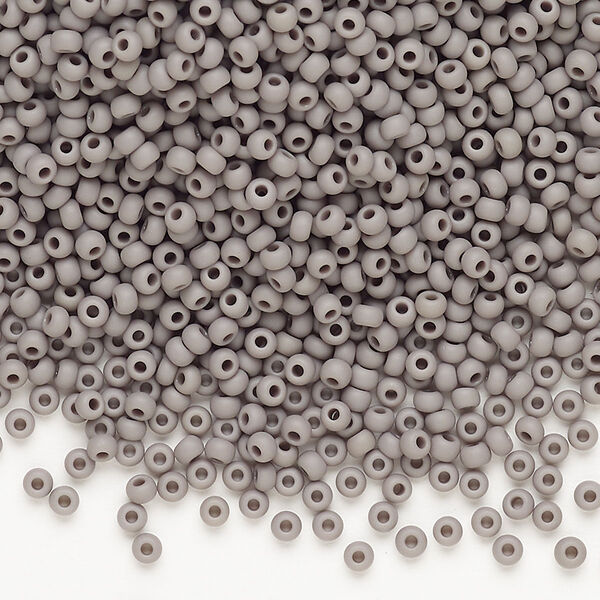 Seed bead, Preciosa Ornela, Czech glass, pkg/50g, opaque matte grey, #10 rocaille. image number 0