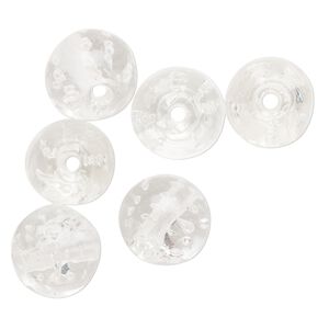 Bead, lampworked glass, transparent clear, 12mm round. Sold per pkg of 6.