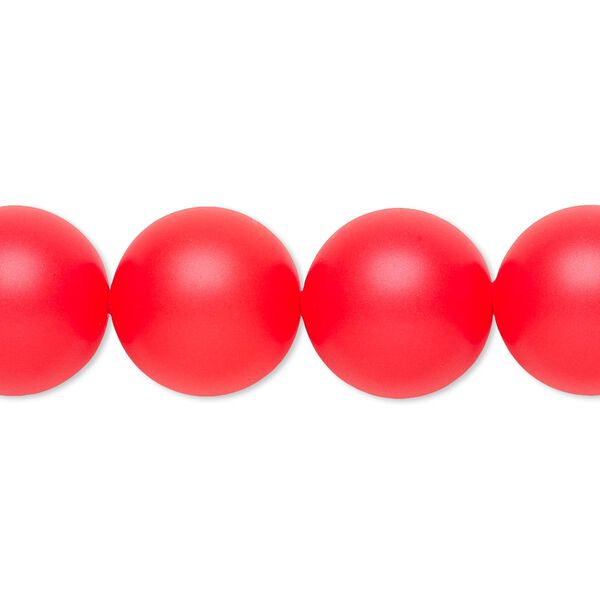 Pearl 10pk neon red, Crystal Passions® 14mm round 5811 image number 0