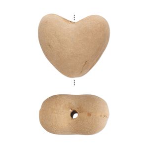 Bead, terra cotta, 20x18mm-22x20mm puffed heart. Sold per pkg of 2.