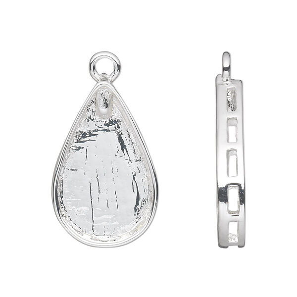 Focal, silver-plated brass, 30x16mm teardrop. Sold per pkg of 8. image number 0