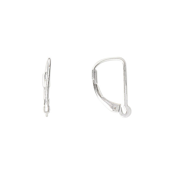 Ear wire, sterling silver, 15mm leverback with open loop. Sold per pkg of 10 pairs. image number 0