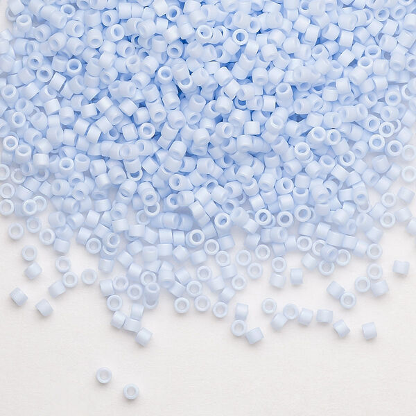 Seed bead, Delica®, glass, pkg/7.5g, #11 round, opaque matte rainbow glass enamel light sky blue (DB-1527). image number 0