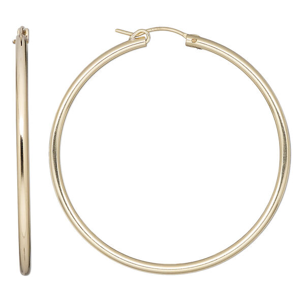 Earring, Create Compliments®, 14Kt gold-filled, 50mm flexible round hoop with latch-back closure. Sold per pair. image number 0