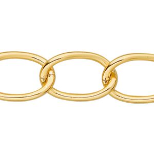 Chain 1pkg1 curb, 15mm, aluminum / anodized gold 5 foot unfinished